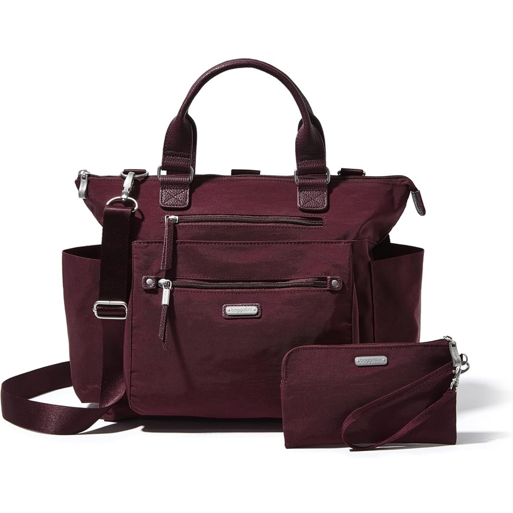 Baggallini Burgundy Tote Bag with Wristlet